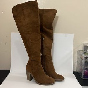Over The Knee Faux Suede Heeled Boots
